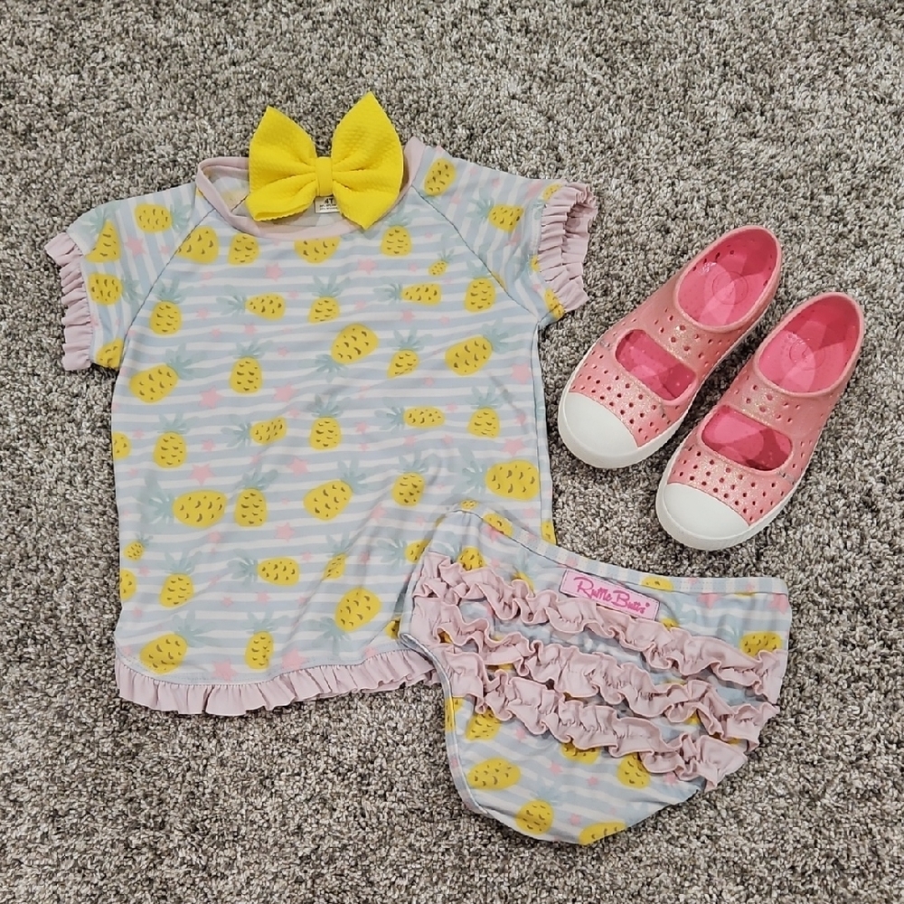 4T Ruffle Butts Pineapple Swim Set